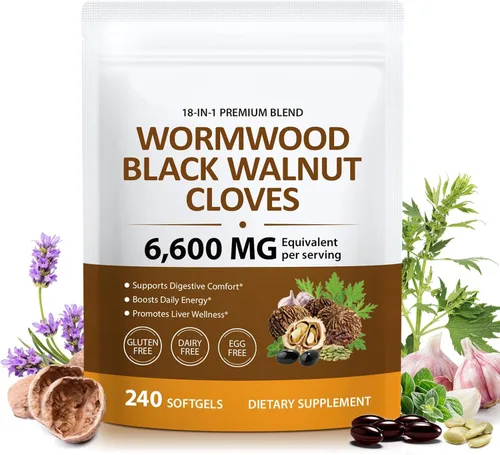 Cápsulas de clavo de nogal negro de ajenjo 18 en 1, 6600 mg por porción, clavo de nogal negro de ajenjo, fórmula de bienestar intestinal a base de