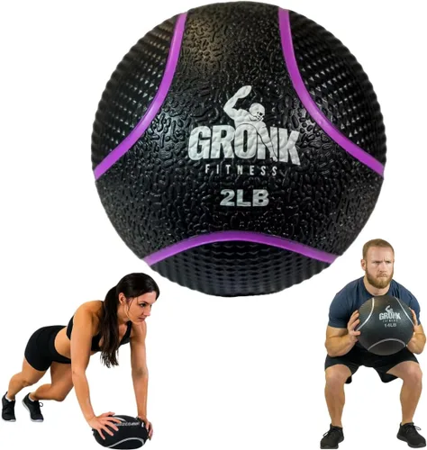 Gronk Fitness Pelota medicinal de alta calidad, pelota medicinal con peso antideslizante, gran bola de pared para entrenamientos de cuerpo completo,