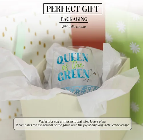 Miniatura 3 de Pavilion Gift Company Reina del verde - 18 Oz copa de vino sin tallo Humor divertido amante del golf mujeres regalo novela