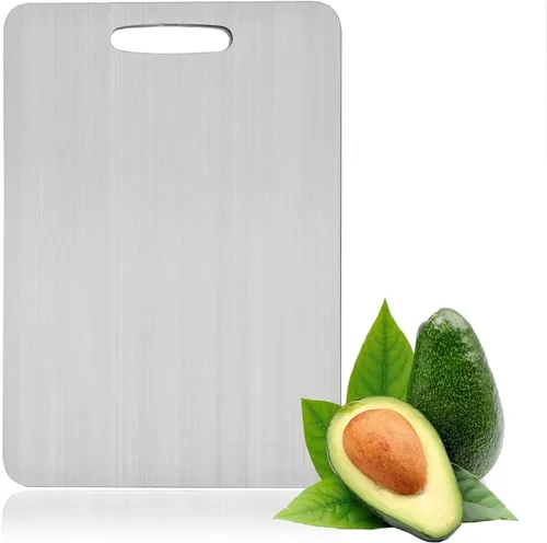 Miniatura 4 de Tabla de cortar 304 de acero inoxidable de grado alimenticio para cocina para cortar carne, frutas, verduras, exteriores o interiores