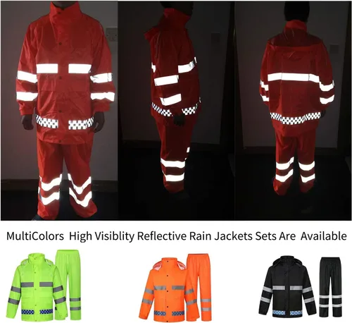 Miniatura 3 de zojo Traje de lluvia de seguridad de alta visibilidad, chaqueta, pantalones, abrigos reflectantes de alta visibilidad (amarillo-2XL)
