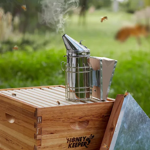 Miniatura 2 de Honey Keeper Acero inoxidable del fumador de la colmena de la abeja con el equipo de la colmena de la apicultura