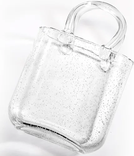 Miniatura 9 de Noamus Florero Bolso para Flores, Jarrones Únicos de Vidrio Transparente en Forma de Bolsa con Asa, Florero de Flores con Forma de Bolso Pecera