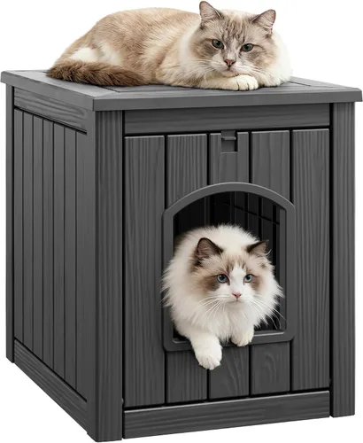 Miniatura 14 de Casa para gatos al aire libre, resistente a la intemperie, con garra, para gatos interiores y exteriores, resistente a la intemperie, material Café