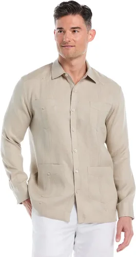 Miniatura 21 de Cubavera Camisa Guayabera de manga larga con cuatro bolsillos para hombre, 100 % de lino, detalle de pinzas, ajuste relajado
