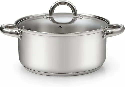 Miniatura 18 de Cook N Home Olla de acero inoxidable de 3 cuartos de galón, olla pequeña con tapa de vidrio, olla básica para saucier, asas de silicona que se