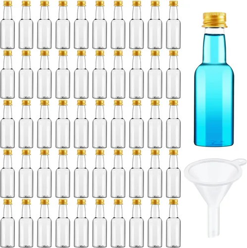 Miniatura 9 de Tessco 100 Piezas Botellas Pequeñas de Licor de Plástico Mini Botella de Aderezo para Ensalada Navidad Pequeños Chupitos de Alcohol con Tapa Vino