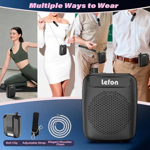 Miniatura 3 de TRELC Amplificador de Voz Inalámbrico con Micrófono Lavalier, Altavoz de Solapa Inalámbrico Portátil Recargable con Clip para Profesores, Reducción