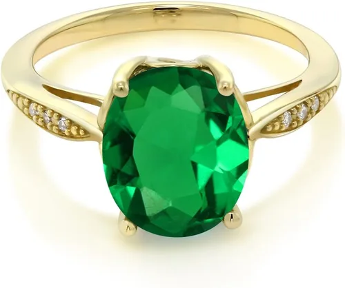 Miniatura 51 de Gem Stone King Anillo de compromiso de oro amarillo de 14 quilates de 2-3 quilates con piedra preciosa ovalada de 0.394 x 0.315 in y diamantes