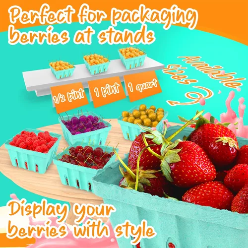 Miniatura 5 de MT Products Green Berry Basket 1 pinta – Cesta de pulpa moldeada de fibra ventilada para productos (paquete de 15) – Fabricado en los Estados Unidos
