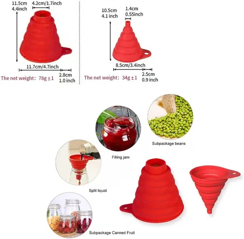 Miniatura 5 de Juego de tazas y cucharas medidoras plegables, marcas para medición de líquidos y secos, batidor de silicona, espátula, embudo, cepillo de aceite