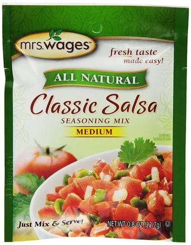 Mrs. Wages Mezcla de condimentos para salsa clásica mediana | Fácil de usar | Salsa casera rápida | Sabor a calor medio | Paquete de 0.8 onzas