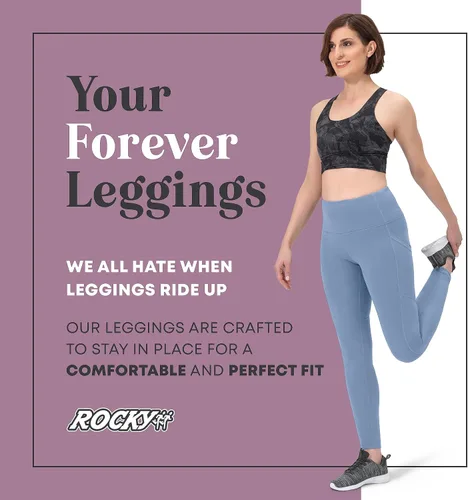 Miniatura 38 de Rocky Leggings de yoga de cintura alta, para entrenamiento, correr, ropa deportiva con control de abdomen para mujer, pantalones capri y de longitud