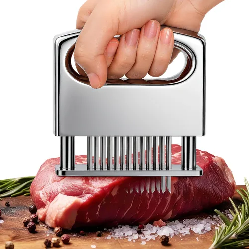 Enhon Herramienta ablandadora de carne, 48 cuchillas ultra afiladas, ablandador de carne de acero inoxidable con mango ergonómico, artilugio de