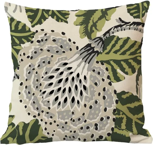 Miniatura 6 de ArogGeld Fundas de Almohada Euro Sham Florales Verde y Blanco Gris Estilo Chinoiserie Funda de Almohada Asiática Funda de Cojín Decorativo 18x18