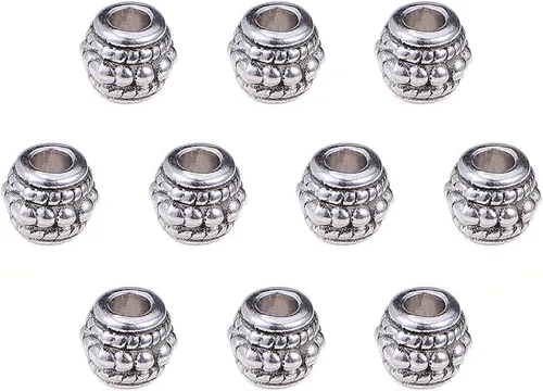 Miniatura 10 de PH PandaHall 500 cuentas espaciadoras de columna, espaciadores de metal de tubo de 10 estilos, cuentas de plata antigua, espaciadores de aleación