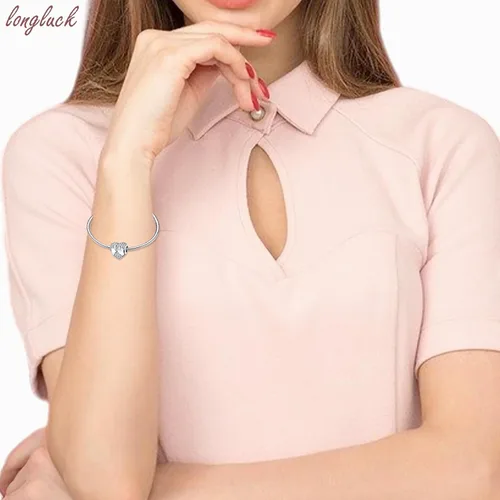 Miniatura 4 de Abalorio de plata de ley 925 para pulseras y collares Pandora para mujer, circonitas cúbicas 5A, cuentas de joyería