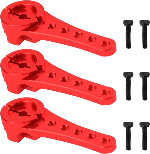 Miniatura 7 de Paquete de 3 servos de aluminio 25T servo brazo de dirección largo compatible con Futaba Savox Power HD Xcore 1/8 1/10 TRX4 SCX10 RC Crawler (negro)