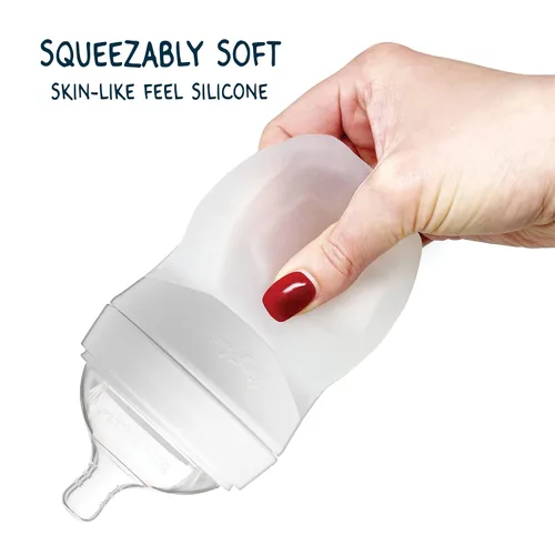 Miniatura 5 de Tiny Twinkle Biberón de silicona con agarre cómodo y pezón flexible suave, biberones suaves para recién nacidos y mayores (menta, 8 onzas)