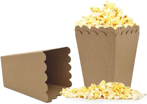 Cajas de papel kraft para palomitas de maíz, mini caja de papel para palomitas de maíz, contenedor de cartón para palomitas de maíz para fiestas,