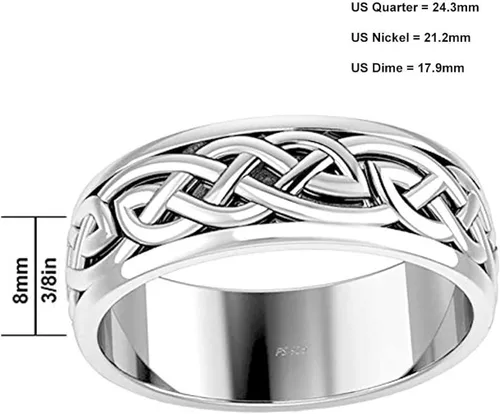 Miniatura 3 de US Jewels And Gems - Anillo de plata de ley 925 para hombre con nudo celta irlandés