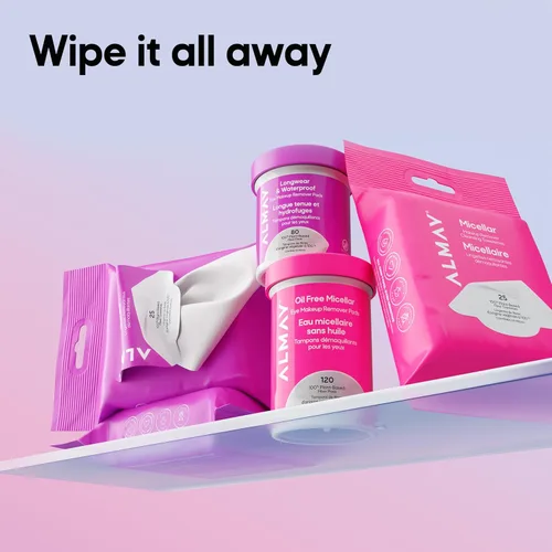 Miniatura 11 de Almay Almohadillas removedoras de maquillaje, de larga duración e impermeables, hipoalergénicas, sin fragancia, dermatólogos y oftalmólogos, paquete