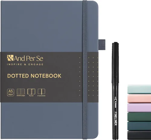 Miniatura 20 de &And Per Se Juego de diario y bolígrafo forrados, cuaderno A5 de tapa dura de cuero con bolígrafo y juego de papelería, 160 páginas de 3.53 oz/m²
