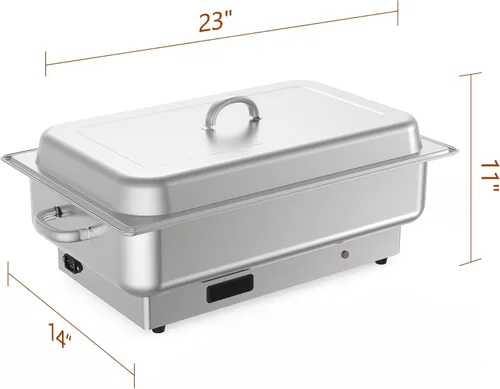 Miniatura 4 de GarveeHome Juego de bufé eléctrico de acero inoxidable con 1 sartén y tapa de 9 cuartos de galón, control de temperatura de 400 W, 86-200 °F