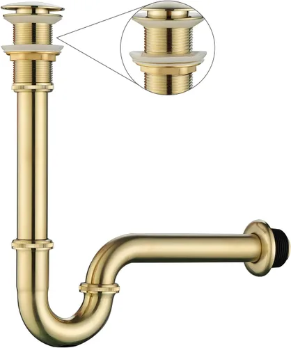 Miniatura 9 de Trampa para botella de tapón para fregadero de baño, en forma de U, kit completo de drenaje de entrada deslizante de 1-1/4 pulgadas, juego de Cromo