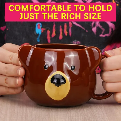 Miniatura 6 de Taza de Oso de 14 oz Taza de Café de Cerámica Taza de Té de Porcelana 3D para Mujeres y Hombres - Regalos de Oso Kawaii para Navidad, Inauguración