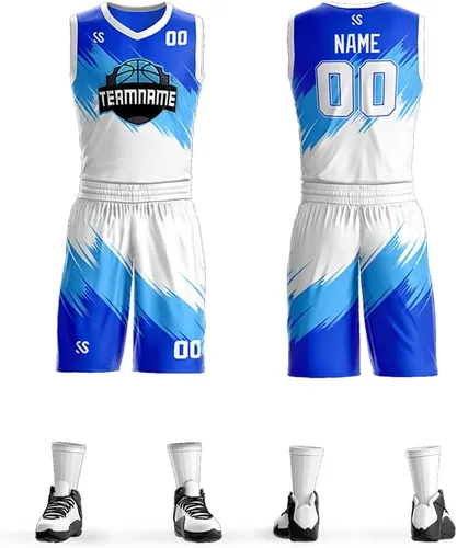 Kit de jersey de baloncesto con degradado personalizado, nombre y número de equipo, uniformes deportivos personalizados para hombresjóvenes