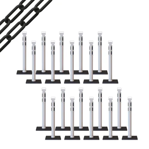 Miniatura 47 de Trafford Industrial - Juego de 20 postes de delineador de 45 pulgadas, collares reflectantes de 3 pulgadas, base de goma de 10 libras