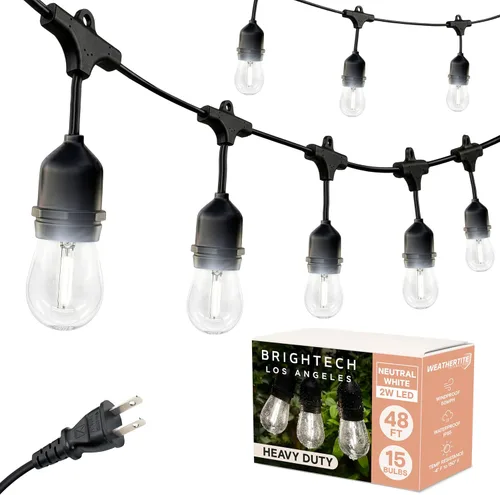 Miniatura 11 de Brightech Ambience Pro – Serie de luces LED impermeables para exteriores – colgantes, regulables, 2 W, bombillas vintage Edison – Luces de jardín