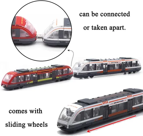 Miniatura 2 de OTONOPI Juego de tren de juguete de alta velocidad, motor de locomotora a presión a presión, modelo de automóvil, deslizante, tren de bala de metro