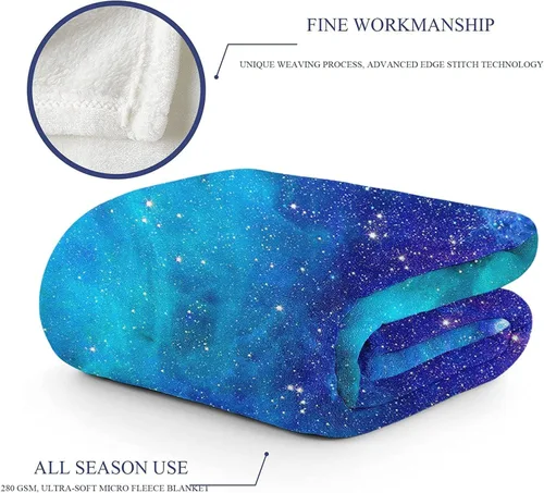 Miniatura 4 de Manta de galaxia espacial, suave y cálida manta de felpa de forro polar de 50 x 40 pulgadas, manta de franela suave y acogedora para cama, sofá