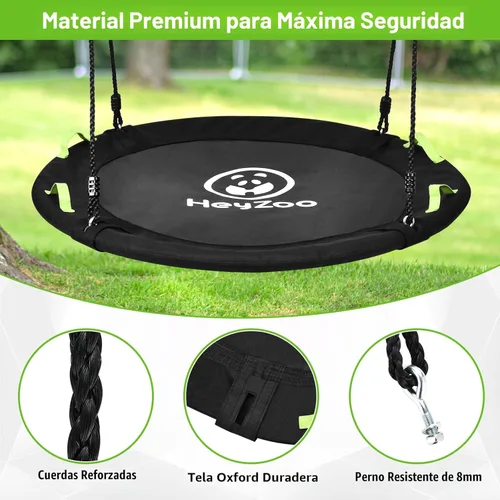 Miniatura 5 de HeyZoo Columpio de árbol, columpio de platillo más grande de 60 pulgadas para toda la familia, capacidad de peso de 900 libras, con correas