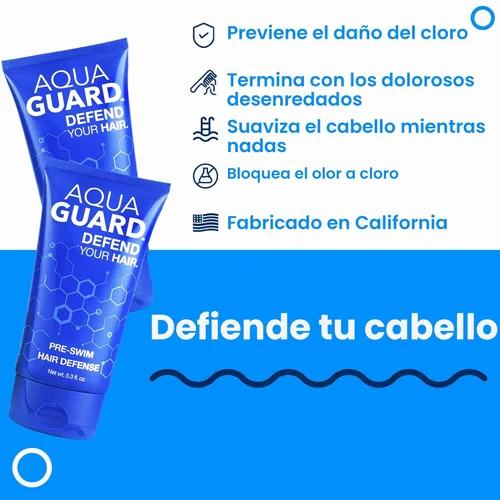Miniatura 2 de AQUA GUARD Protector de pelo pre natación No más pelo de nadar Evita los daños por cloro + Suaviza el cabello mientras nadas Fabricado
