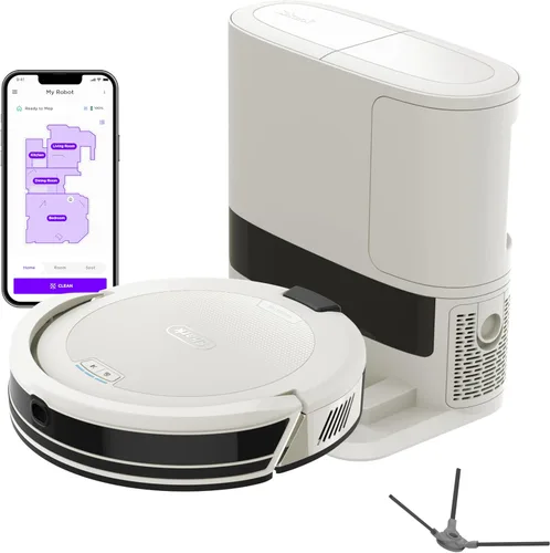 Aspiradora robot Shark Navigator con base autovaciante sin bolsa de 30 días de capacidad, potente succión, navegación SmartPath, cepillo