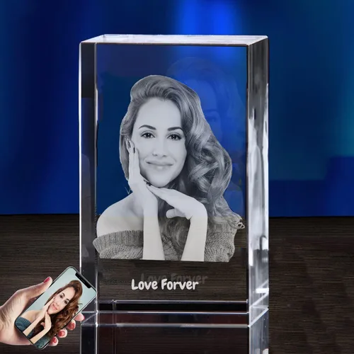 Miniatura 9 de Foto de cristal 3D personalizada con tu propia foto, marco de fotos grabado con láser 3D personalizado, boda, aniversario, Navidad, Día del Padre