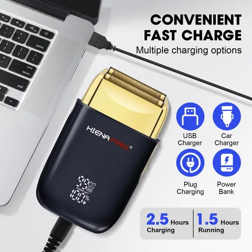 Miniatura 6 de HIENA PRO Afeitadora de aluminio para hombres barbería, recortadora eléctrica doble, maquinilla de afeitar eléctrica profesional, afeitadora