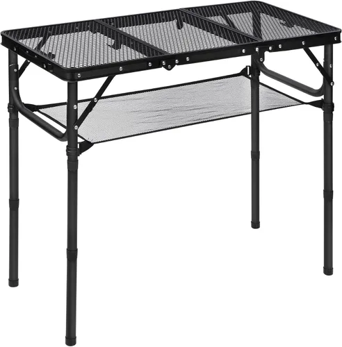 Miniatura 15 de RedSwing Mesa plegable para parrilla, mesa de aluminio ligera de altura ajustable con escritorio de malla y bolsa de malla para acampar al aire Negro