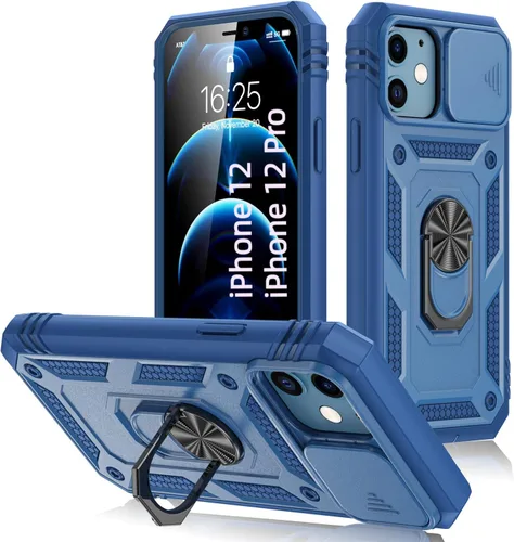Miniatura 9 de Korecase Funda de protección para iPhone 12 Pro Max Kickstand con cubierta para lente de cámara, deslizante, grado militar, resistente, de doble Rosa