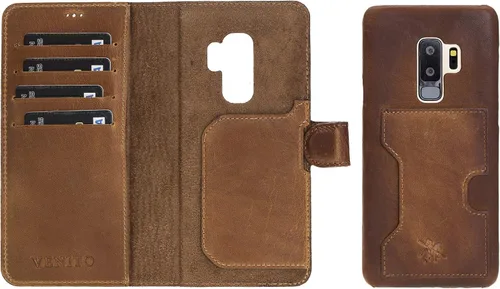 Miniatura 66 de Venito Florence - Funda de piel compatible con Samsung Galaxy S9, extra segura con bloqueo RFID, cartera desmontable para teléfono (gris decolorado)