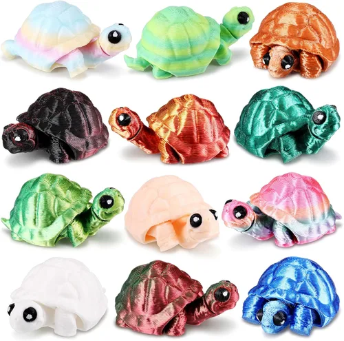 Miniatura 22 de Honoson 12 piezas de animales impresos en 3D 3D mini animales flexibles y articulados pequeños para aliviar el estrés de mascotas, para adultos
