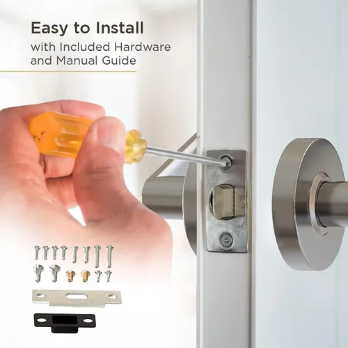 Miniatura 5 de LANITI Manija de puerta de privacidad para baño Herrajes de puerta con cierre comercial reversible Acabado cromado cepillado Cerradura