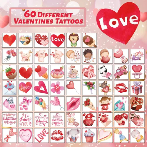 Miniatura 5 de winthrop 240 tatuajes temporales a granel para el día de San Valentín para niños, tatuajes impermeables de seguridad envueltos individualmente