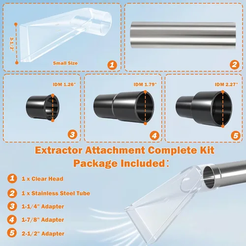 Miniatura 4 de Shop - Kit de accesorios para extractor de aspiradora con adaptadores de 2-1/2 pulgadas, 1-7/8 pulgadas y 1-1/4 pulgadas, accesorio universal