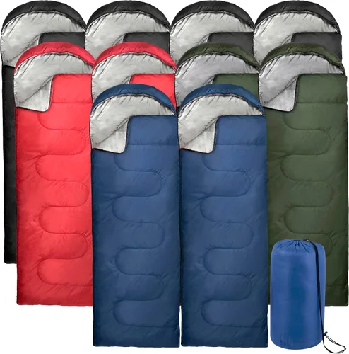 Miniatura 9 de Paquete de 10 sacos de dormir para adultos en clima frío a granel para personas sin hogar, 4 estaciones, cálidos o fríos, ligeros, para interiores