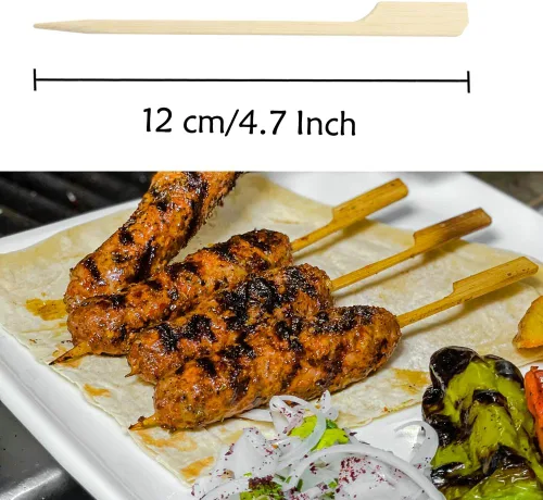 Miniatura 5 de 200 pinchos de bambú para aperitivos, palillos de dientes de 4.7 pulgadas con caja de almacenamiento, púas de cóctel para bebidas, brochetas