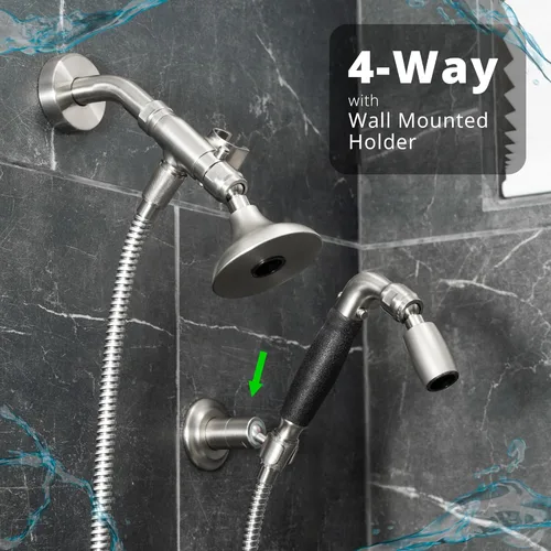 Miniatura 9 de High Sierra Showerheads® - Cabezal de ducha de 4 vías de metal y kit combinado de mano. Cuenta con el cabezal de ducha High Sierra Half Dome